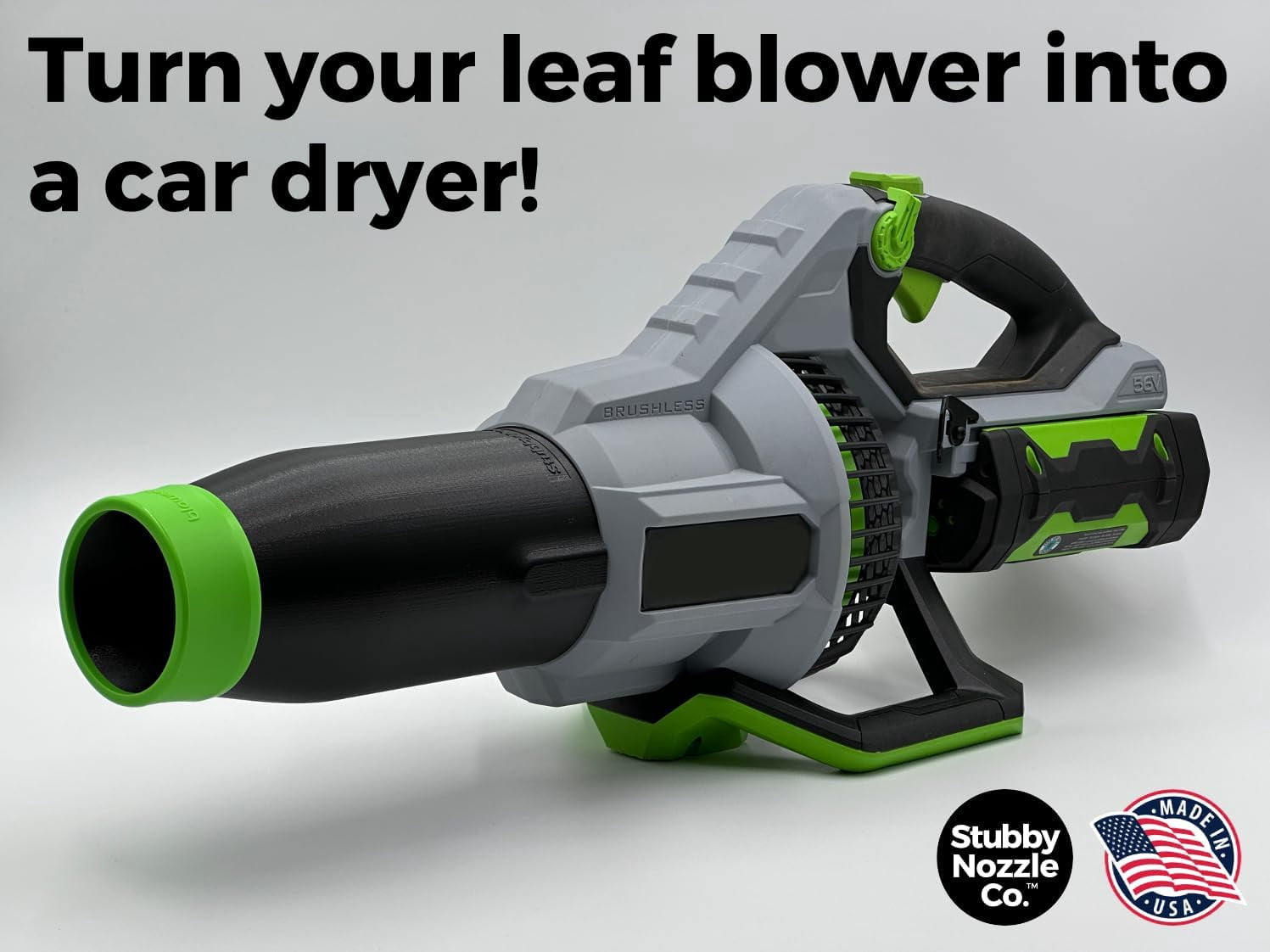 Stubby Nozzle Co. STUBBY® Car Drying Nozzle for EGO Leaf Blowers (765, 670, 650, 615, 580, 575, & 530 CFM Models) - New Generation