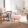 thumbnail image 5 of Hofitlead Ottoman Square Footstool, with Gold Legs Faux Mink Vanity Modern Stool，Upholstered Seat，Pink, 5 of 8