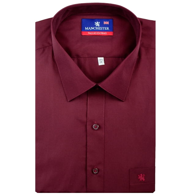 Manchester Camisa de Vestir Regular Fit Guindo, 19" Cuello 35" Manga Manchester 5088A