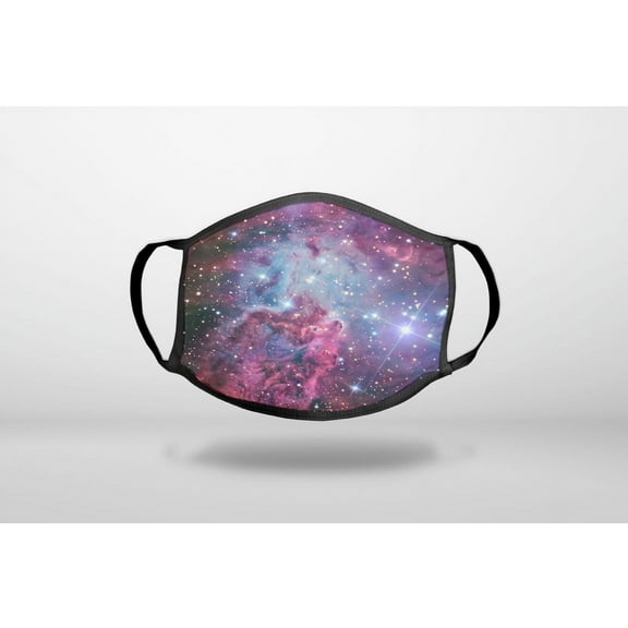 Pink Purple Blue Fox Fur Nebula - 3-Ply Reusable Soft Cloth Face Covering, Unisex, Cotton Inner Layer