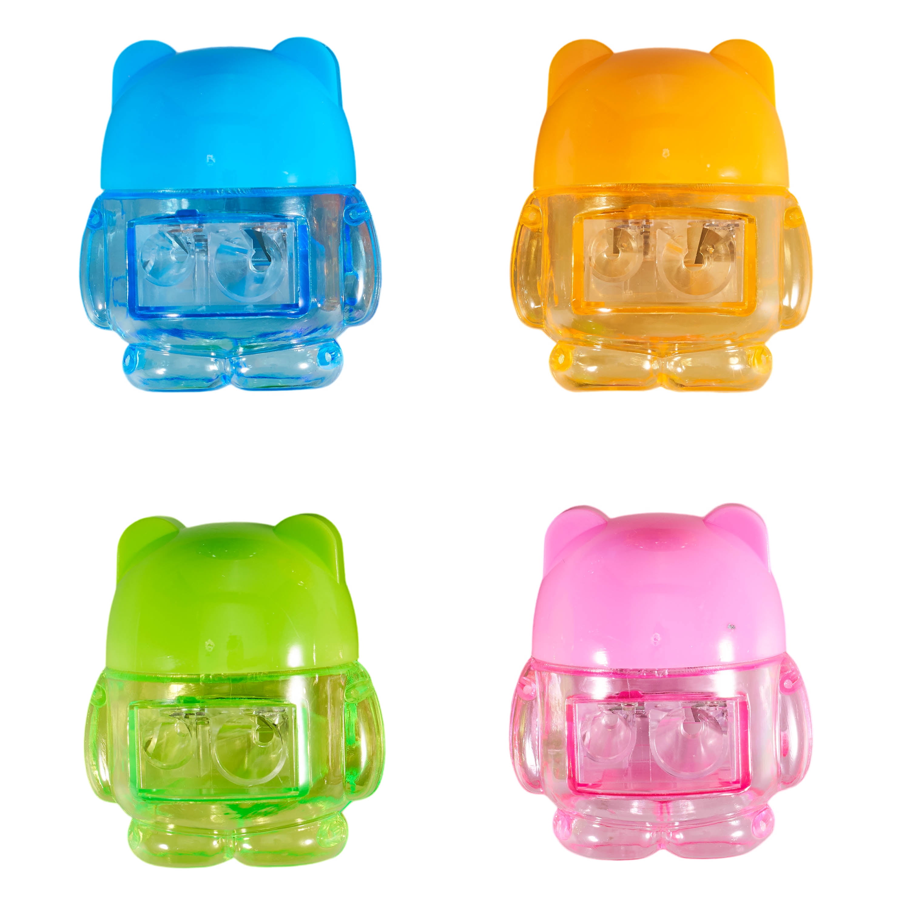 (2 pack) U Style Bear-Shaped Pencil Sharpeners, 4 Pack