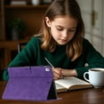 thumbnail image 6 of Allytechgroup Case for iPad 8th Generation 10.2" with Stand/ Pencil Holder/Card Pockets/Magnetic Smart PU Leather Embossed Flower Folio Wallet [Auto Wake/Sleep] Cover for iPad 10.2 inch 2020, Purple, 6 of 10