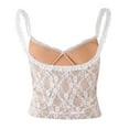 thumbnail image 4 of Women's Spaghetti Strap Tank Top Sexy Camisole Lace Trim Backless Bustier Shirt Summer Going Out Tops, 4 of 6