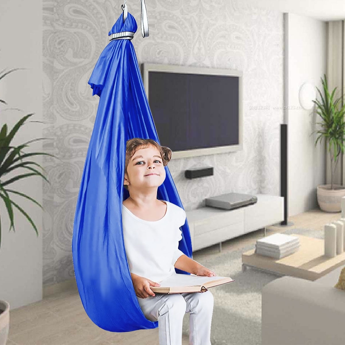 Somnr Kids Sensory Hammock - Therapy Swing for Autism & ADHD, Indoor/Outdoor Use, Blue