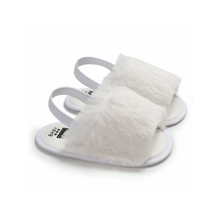 

Musuos Baby Girl Princess Fluffy Fur Sandals Slippers Crib Shoes 0-18M