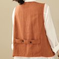 thumbnail image 5 of Lovskoo Women's Cotton Linen Sleeveless Vest Casual V Neck Button Down Blazer Waistcoat Jackets Red, 5 of 6