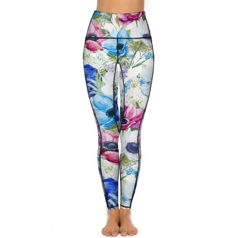Watercolor Flower Leggings Midnight Floral Print Fitness Yoga