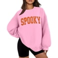 thumbnail image 3 of ibiyuan Womens Sweatshirt Halloween Crewneck Casual Halloween Shirts for Women Spooky Season Ghost Castle Cotton Sweater Pullover Tops Halloweens Gifts for Mom, 3 of 7
