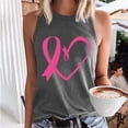 thumbnail image 2 of Women's Breast Cancer Awareness Camisole Pink Ribbon Heart Printed Tanks Crew Neck Top Sleeveless Shirts Loose Fit Warrior Tank Tops Trendy Casual Tunic Tops, 2 of 4