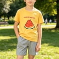 thumbnail image 5 of Amidoa Girls Summer Outfit Sets 2 Piece Graphic T-Shirt Short Sleeve and Casual Pants Set Kids Clothing Sets Yellow Size 5T, 5 of 5