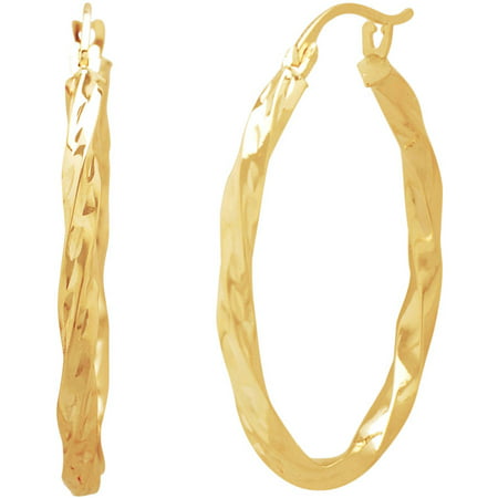Simply Gold 10KT Gold Diamond-Cut Square Twist Earrings
