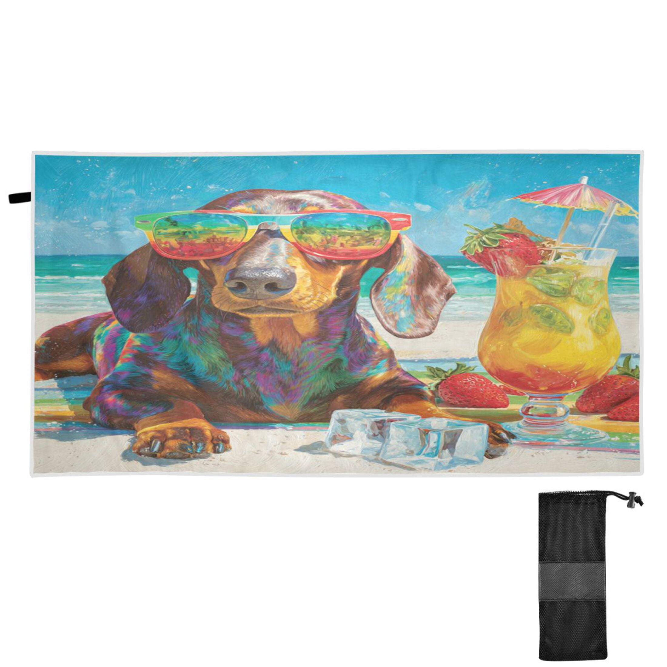 Qxltty Summer Dachshund Beach Towel Sand Free Bath Towel Absorbent Quick Dry Soft Lightweight Blanket for Travel Gym Camping 71x31in