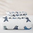 thumbnail image 5 of jejeloiu Whimsical Bird Quilt Full For Men Women,Branch Pattern Full Bedspread Sets,Blue White,3 Pieces, 5 of 7