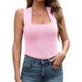 thumbnail image 4 of Summer Sleeveless Square Neck Solid Color Slim Fit Tank Tops, 4 of 5