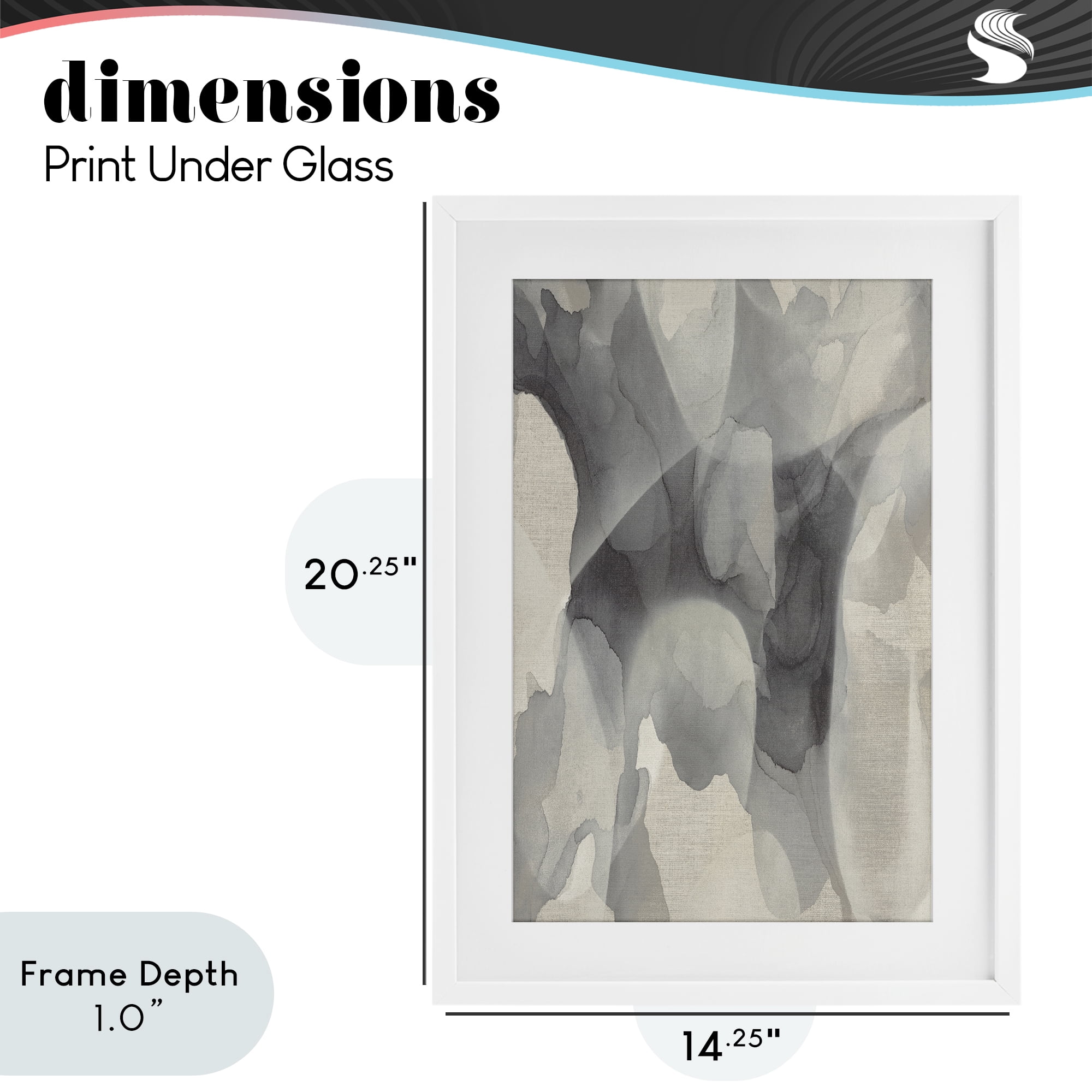 Stupell Industries Monochrome Watery Drips White Framed Print Under Glass, design by Kippi Leonard