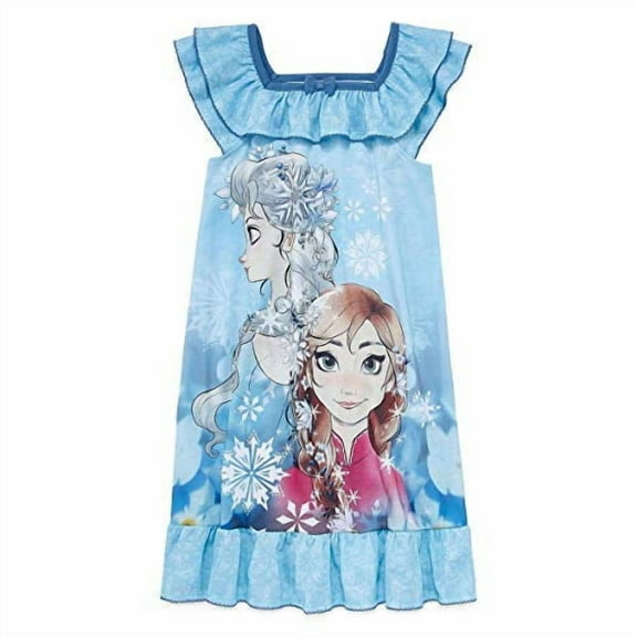 Frozen Elsa and Anna Blue Tiered Collar Nightgown, Gown, Size 3