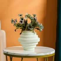 Taotanxi Plastic Imitation Glazed Vase Living Room Flower 5.9" Centerpieces Coffee Table Decor, Silk Flower Arrangements for Home Decor Indoor Fake Flower Bouquet for Dining Room Kitchen Wedding