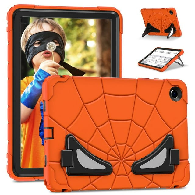 Étui Robuste Super Héros Enfants Sécuritaire en Silicone TPU PC Armure Rigide pour Samsung Tab A9 A8 Plus Tablette Support Antichute Antichoc Orange Noir Tab A9 8.7 2023