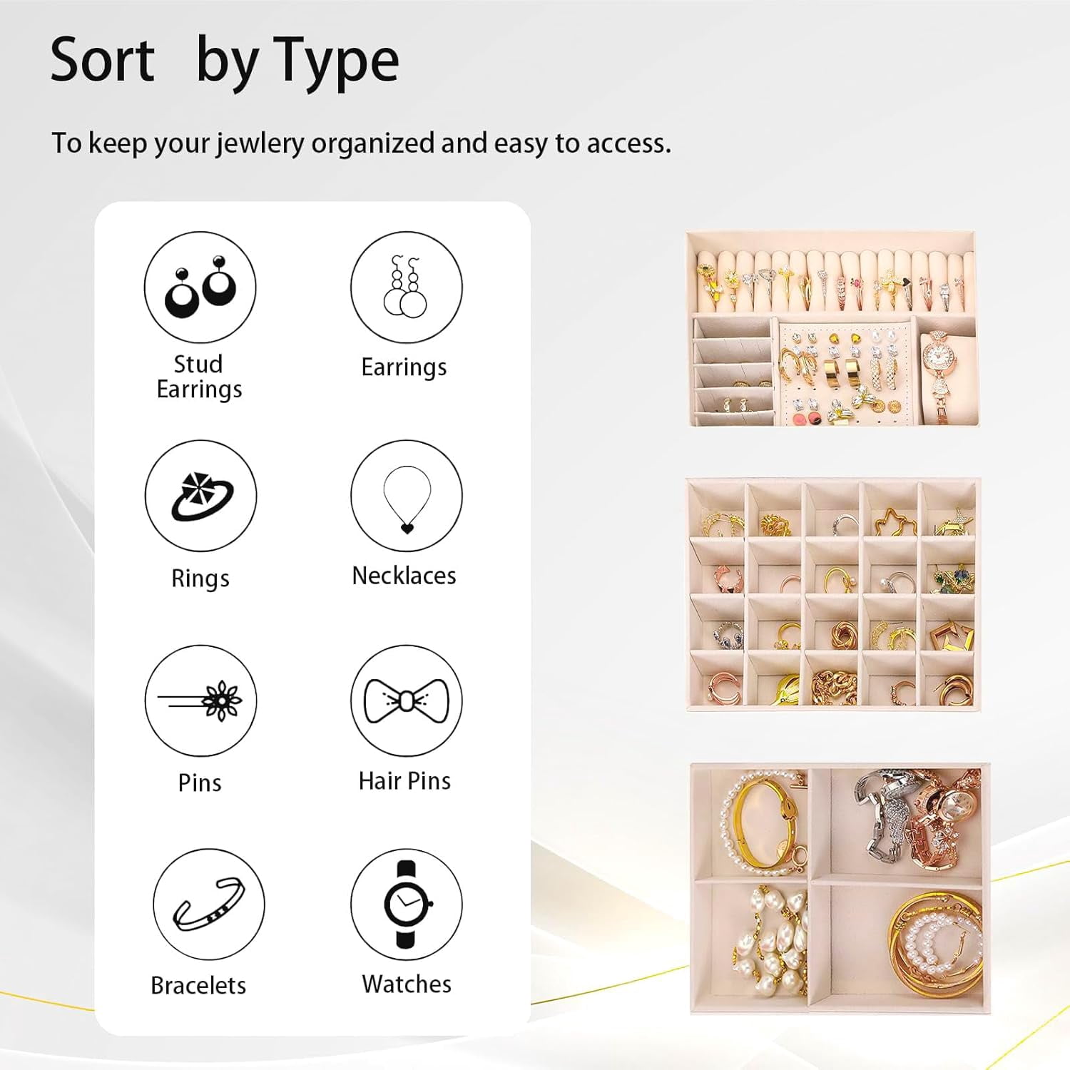 Jewelry Organizer -& Multiple Compartments - Premium Jewelry Storage for Necklaces, Rings, Bracelets - Nice Christmas Gift for Women, Men