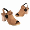 thumbnail image 2 of SACFOF Women's Stacked Block Heel Sandals Peep Toe Cutout Buckle Slingback Chunky Dress Mid Heeled Sandal, 2 of 6