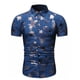 thumbnail image 1 of Camisa de manga corta con estampado de hoja de arce ajustada para hombre con botones informales Pompotops  oipoqjl47569, 1 of 8