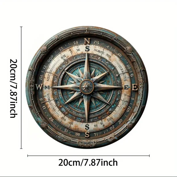 HELLOYOUNG Vintage Tin Wall Art: Authentic Retro Compass for Bar Decor
