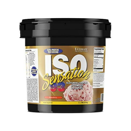 Ultimate Nutrition ISO Sensation 93 Whey Protein Isolate - Low Carb Keto Friendly with 5 Grams of Glutamine and 7 Gourmet Flavors, Strawberry, 5