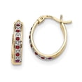 thumbnail image 1 of Sterling Silver & Gold-plated Dia. & Ruby Oval Hoop Earrings QDF134, 1 of 2