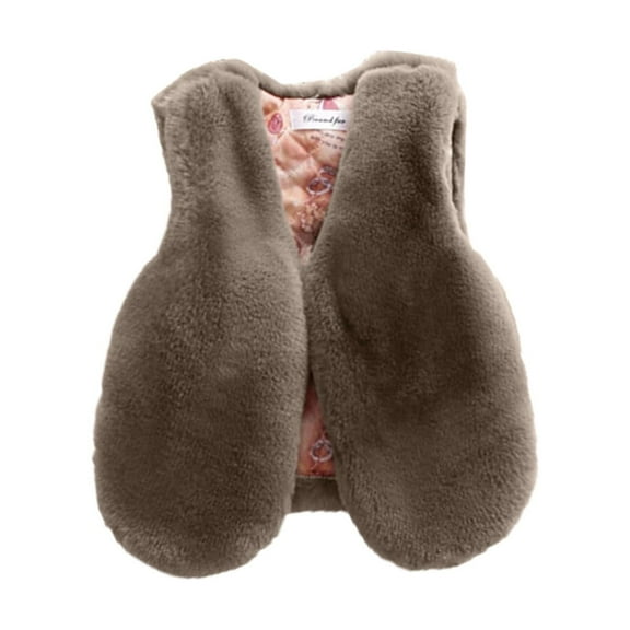 Girls Vest Kids Cute Thick Furry Vest Sleeveless Fur Outwear Coat Jacket Vest Puffer Quilted Gilet Plush Thick Warm Outwear Winter Clothes