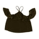 thumbnail image 1 of Aeropostale Blusa de terciopelo con hombros descubiertos para mujer, verde, pequeña, 1 of 1