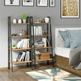 Homfa 4Tier Wooden Ladder Bookshelf with Metal Frame, Rustic Brown for