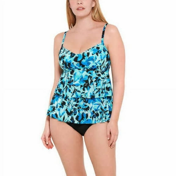 Christina Women's Cool Water Jardine Tankini Swimsuit Set, Green Floral XL