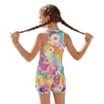 thumbnail image 2 of COEQINE Summer Girls Tankini Swimsuits 2 Piece with Removable Pads for Kids Ages 14-15 Printed Bathing Suits for Teen Modest Comfortable Beach Vacation Wear, Daisy Colorful Tie-dye, 2 of 8