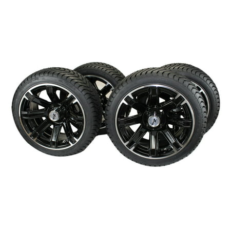 (Set of 4) 205/40-14 DOT Tire w/Black Aluminum Wheel Assemblies for Golf