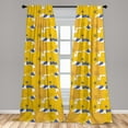 thumbnail image 5 of Ambesonne Floral Curtains, Abstract Blue Foliage, Pair of 28"x63", Blue Orange and Yellow, 5 of 5