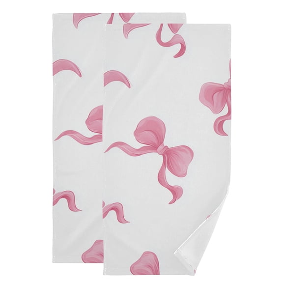 Graceful Pink Bows Hand Towel Absorbent Bath Towels for Bathroom Sports Gym 28" x 14" Set of 2