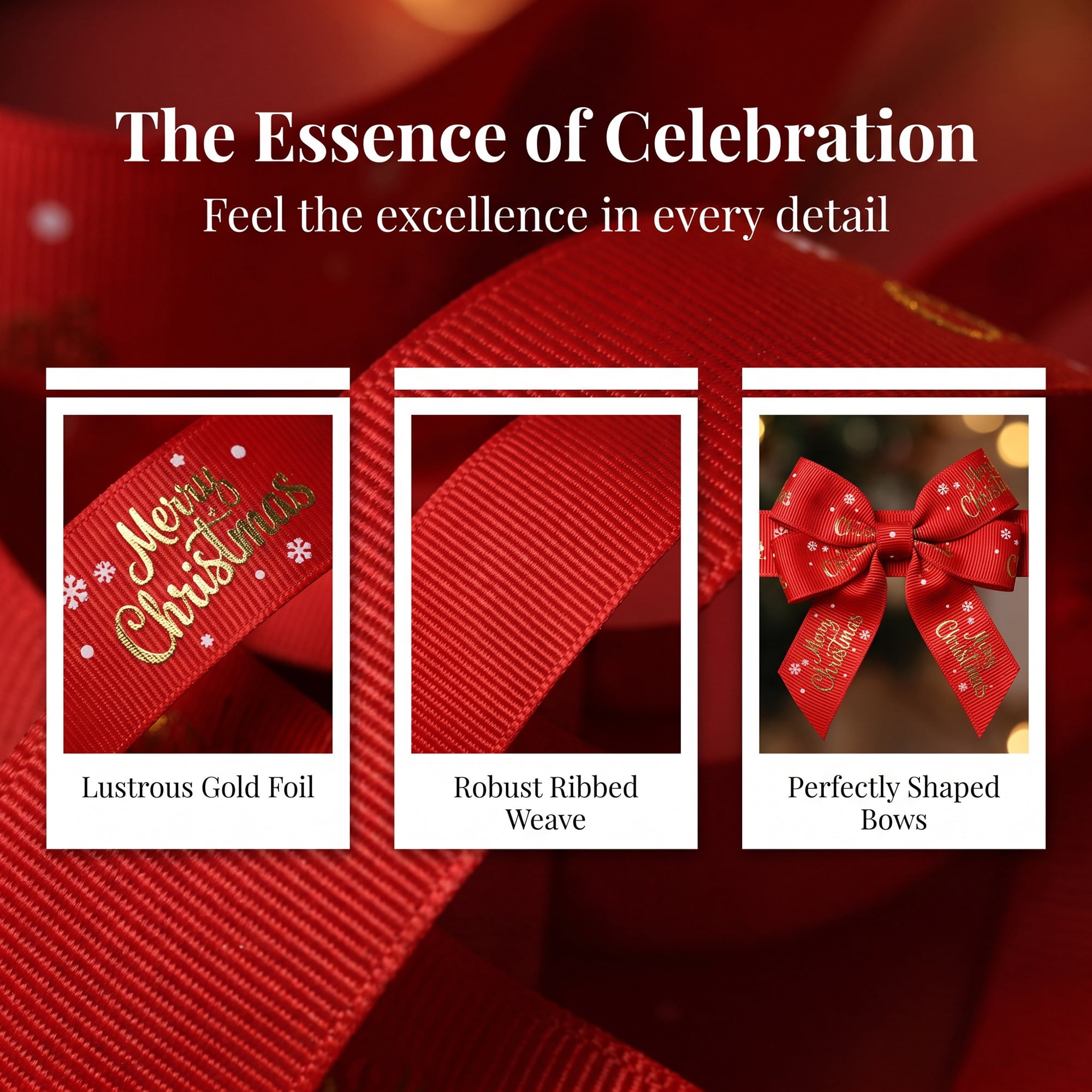 Unique Bargains Premium Fabric Ribbon for Gift Wrapping Red Christmas Patterns 5.5 Yard