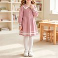 thumbnail image 3 of Long Sleeve Knitted Dresses Girls Princess Pleated Sweater Dress Ribbed Cute Fall Winter School Uniforms Pink, Size 5 Y, 3 of 7