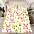 thumbnail image 2 of Castle Fairy Preppy Kids Cute Pig Bed Sheets,Cartoon Farmhouse Animal King Sheets, 2 of 7