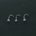 thumbnail image 2 of QQTDFG 3 Pcs/Lot 20G Stainless Steel Nose Screw Stud CZ Zircon Nostril Piercing Jewelry-Pink, 2 of 2