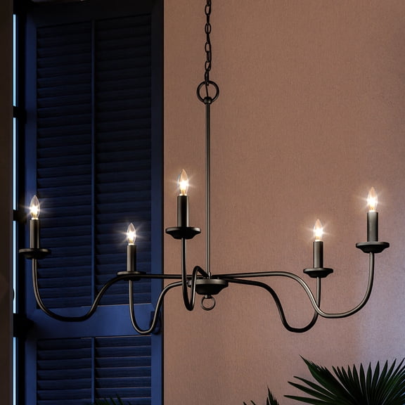 Luxury Traditional Chandelier, 18H x 30.125W, with Farmhouse Style, Midnight Black, UHP4080 by Urban Ambiance