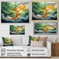 thumbnail image 4 of Designart "Redwood Tree Euphony Of Green Orange" Tree Redwood Floater Framed Wall Art Living Room, 4 of 7