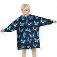 thumbnail image 3 of Black Blue Butterfly Pattern Blanket Hoodies for Kids 6-13YR Oversize Wearable Blanket Hoodies for Boys Girls Teens, 3 of 7