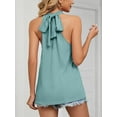 thumbnail image 2 of Gustave Womens Sleeveless Tie Halter Tops Summer High Neck Tank Tops Casual Elegant Vest Shirts Blouses "Green, M", 2 of 6