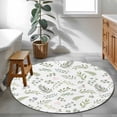thumbnail image 3 of Round Rugs 4Ft, Green Leaves Summer Round Area Rug Washable Indoor Throw Carpet, Pastoral Plants Herbs Rustic Soft Non Slip Circle Rug for Kitchen Nursery Room Home Decor Aesthetic, 3 of 8
