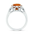 thumbnail image 2 of Rosec Jewels Oval Created Orange Sapphire Solitaire Ring with Diamond for Women - 10X14 mm, 925 Sterling Silver, US 8.00, 2 of 9