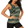 thumbnail image 2 of Xecao Jungle Green Camo USA Flag print women's scoop neck, loose-fit workout tank tops for the gym., 2 of 9