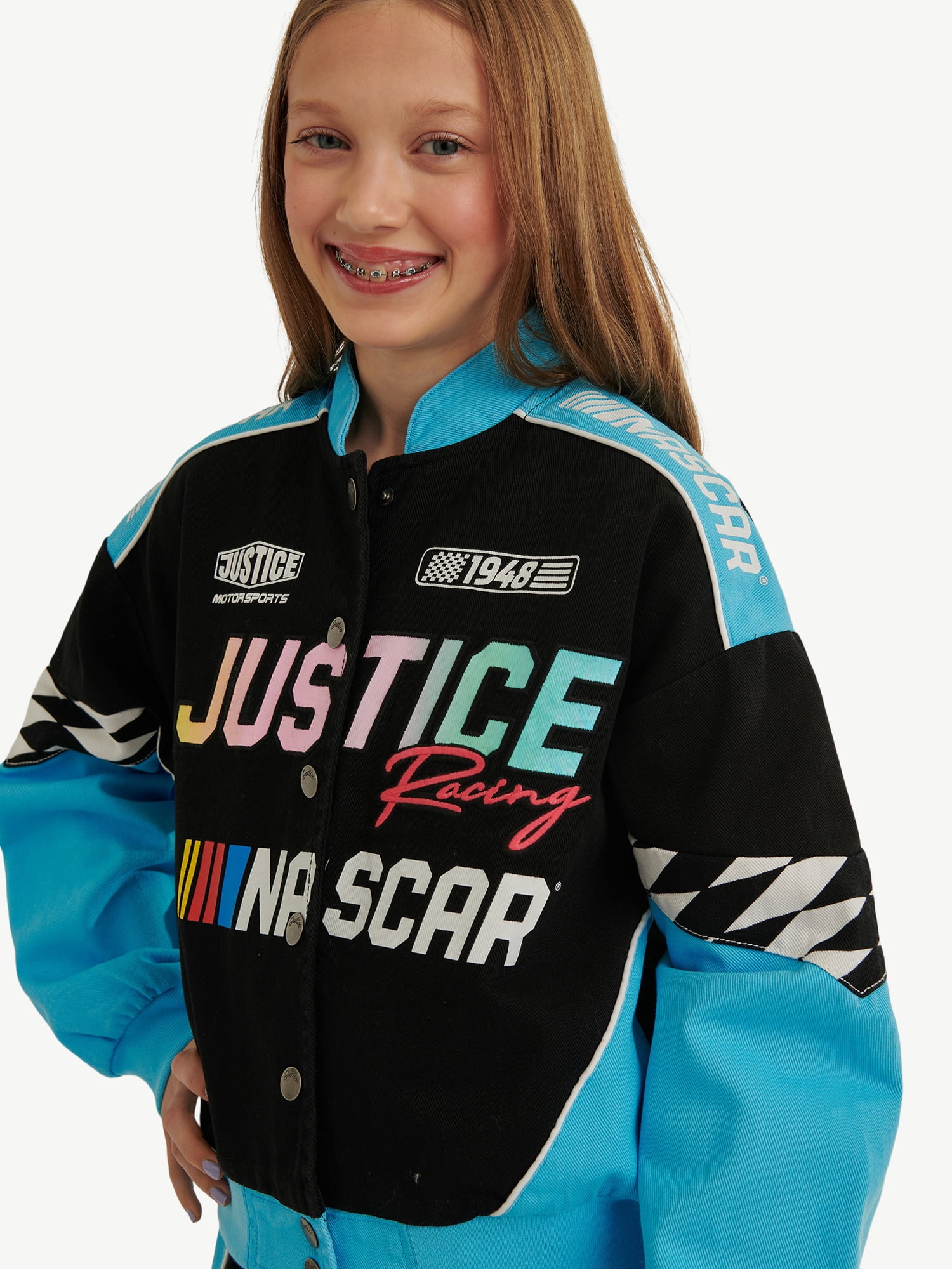 Justice Girl's NASCAR X Justice Collab Racing Jacket, Sizes XS - XLP