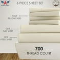 thumbnail image 3 of 6-PC Queen Sheet Set - (Extra Pillowcases, Fitted Sheet & Flat Sheet) 700-Thread-Count 100% Egyptian Cotton, Sateen Weave - Long Staple 700TC Cotton, 18-Inches Deep Pockets - Ivory, 3 of 7