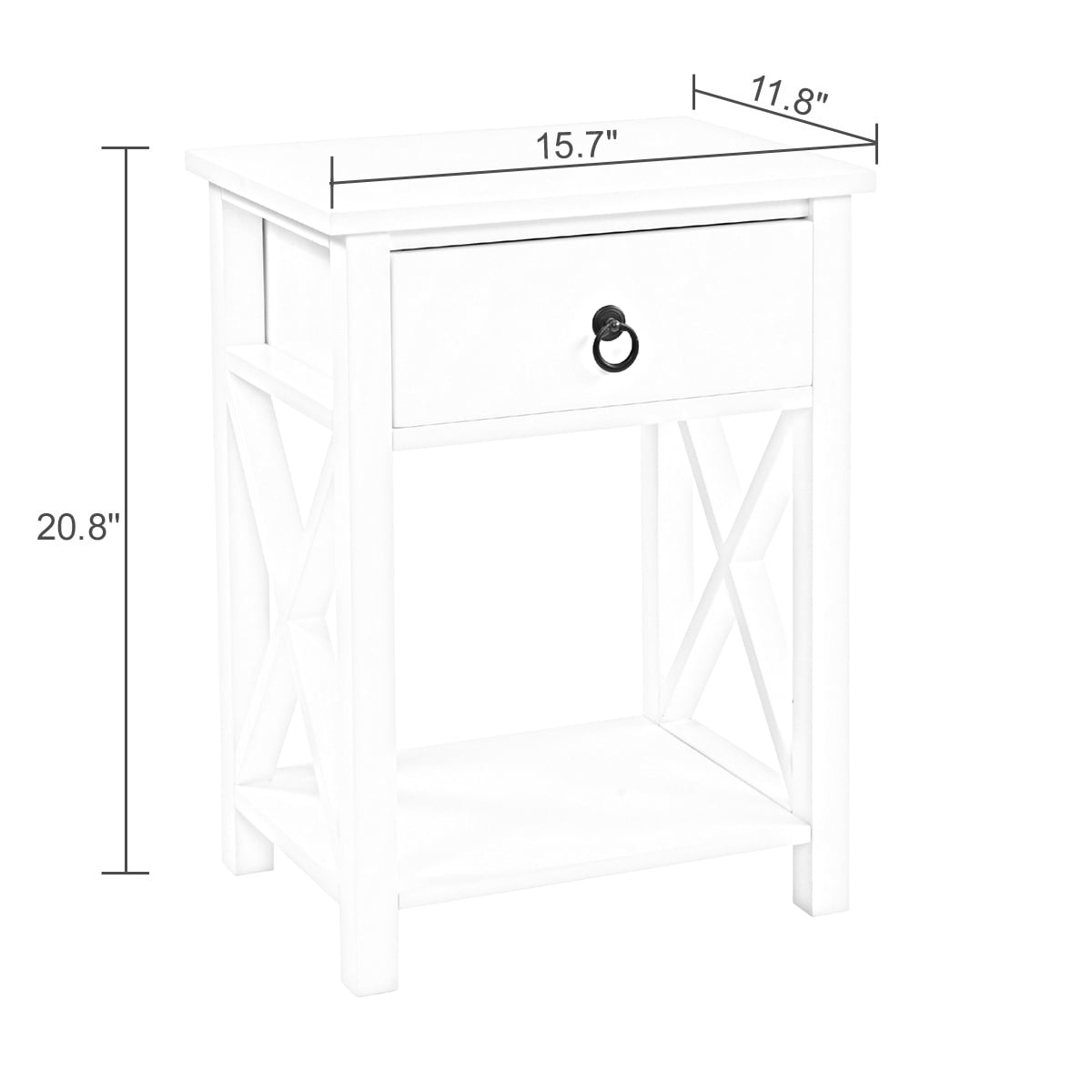 Kepooman Wooden X-Design Modern Side End Table Storage Shelf with Bin Drawer, (2, Black) Kepooman Wooden X-Design Modern Side End Table Storage Shelf with Bin Drawer, (2, Black)